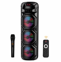 Parlante Bluetooth 60W Luces LED Multicolor Triple Parlante 8" + Micrófono + Con